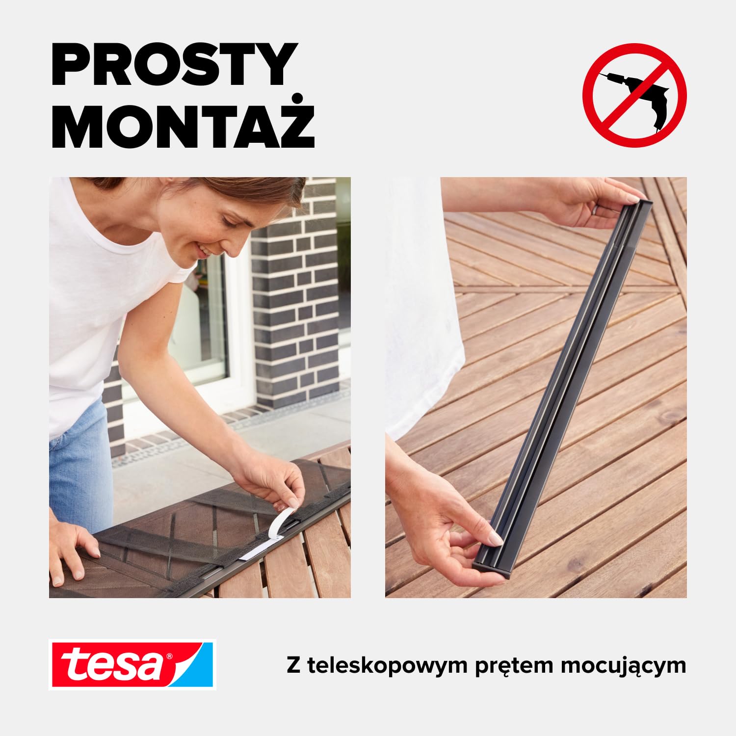 tesa INSECT STOP Aluminum Lamella Curtain Premium - teleskopowa moskitiera na drzwi balkonowe, bez wiercenia, antracyt - 95 x 220 cm
