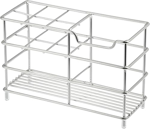VOCOSTE Soporte para cepillo de dientes de acero inoxidable 304 con 6 ranuras, soporte para pasta de dientes, organizador de accesorios de cocina de