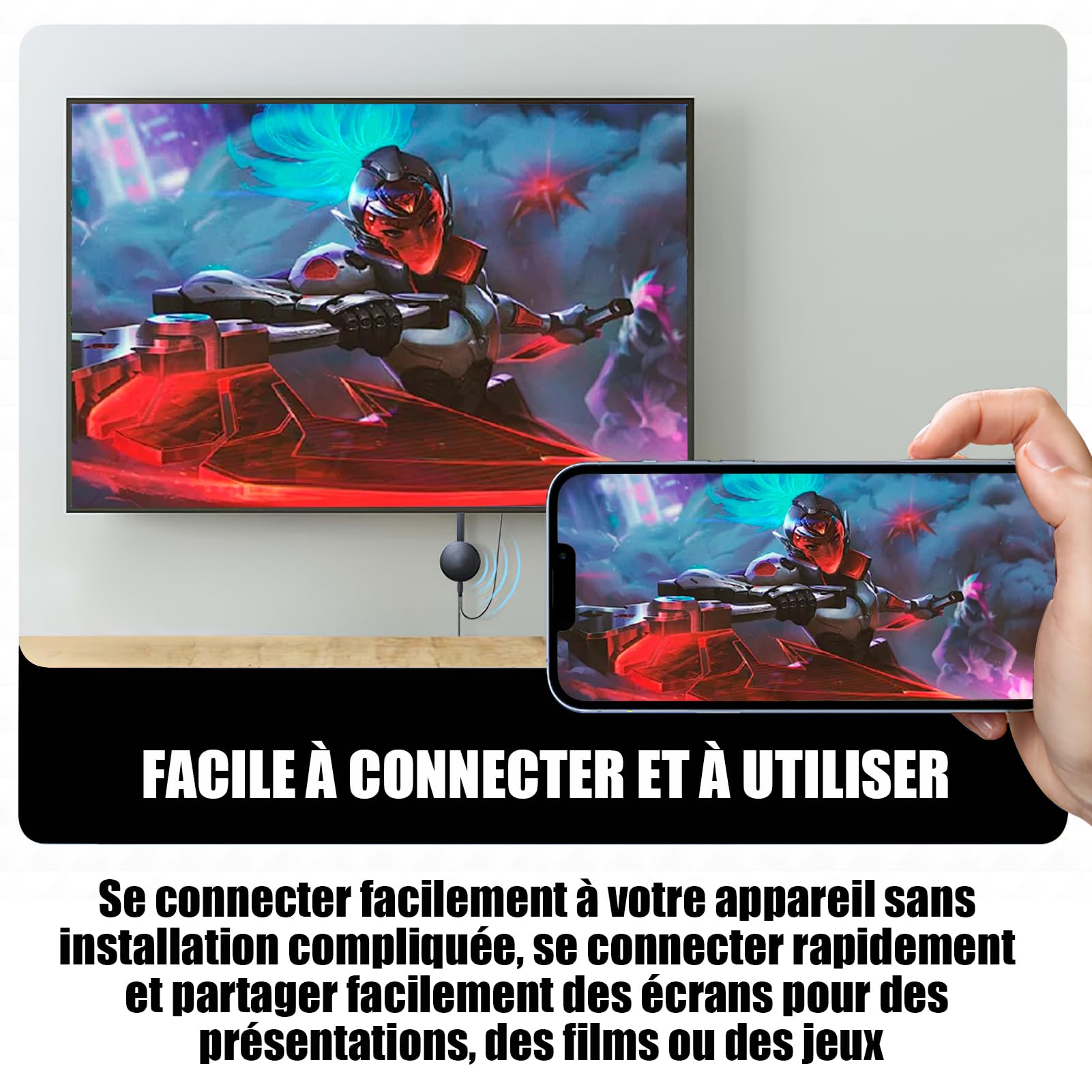 Adaptateur HDMI sans Fil 1080P WiFi Dongle Miracast Airplay DLNA pour Android iOS Windows Mac