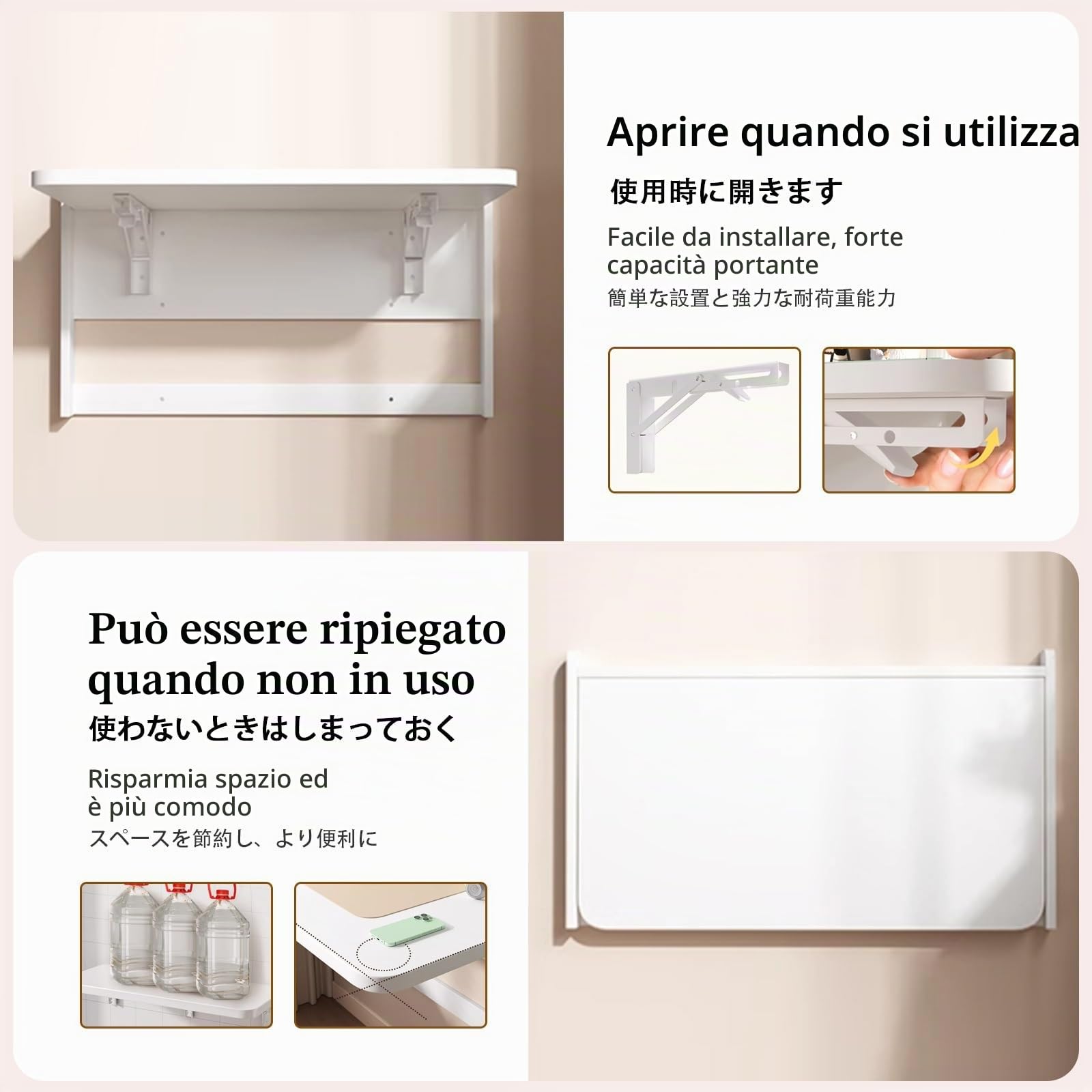 Scrivania Pieghevole a Muro Tavolo Pieghevole a Parete a Foglia di Goccia Scrivania Pieghevole da Parete Scrivania Tavolo Pieghevole Bianco Pieghevole da Parete Piccolo Spazio Pieghevo