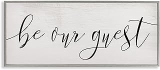 Stupell Industries Be Our Guest Script White Wood Look Typography, Desig...