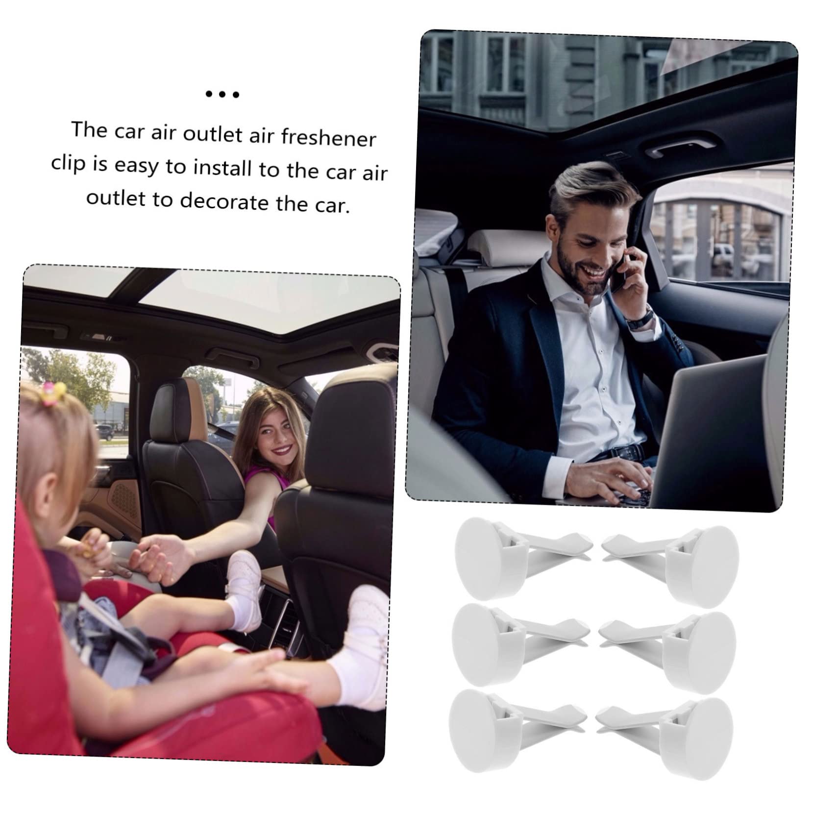 Clip per Bocchette Aria Auto 100 Pezzi in Metallo e Plastica | Bianco, per Bocchetta Auto, Kit DIY Decorazione, Struttura Robusta Anti-rottura