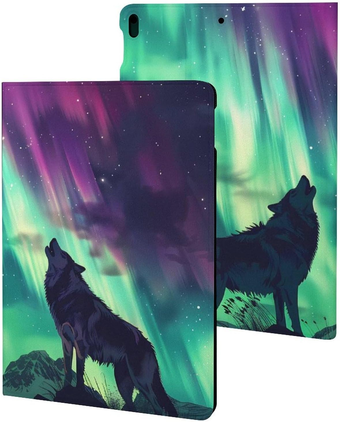 Northern Lights Wolf Printed Case Trifold Stand Protective Cover Compatible with ipad Pro/ipad Air3(10.5in)