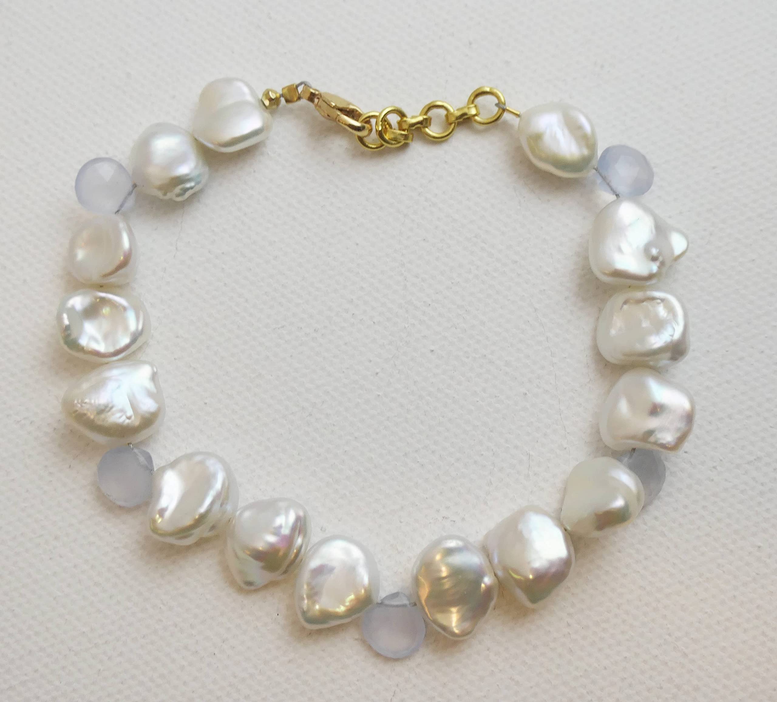 Süßwasser Zuchtperlen und Chalcedon Armband für Damen
