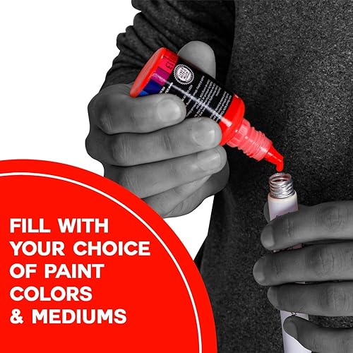 Miniatura 8 de U.S. Art Supply - Rotuladores de retoque de pintura en blanco vacíos (juego de 6) - Llena con tu propio arte Pintura acrílica a base de aceite y