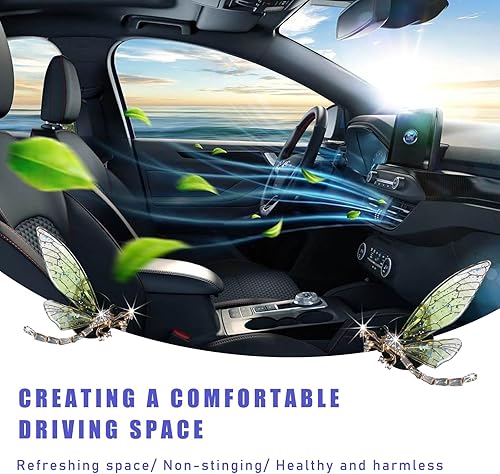 Miniatura 4 de 2 clips de ventilación de libélula brillantes, bonitos clips de ventilación de ambientadores de automóvil de cristal, clip de ventilación para