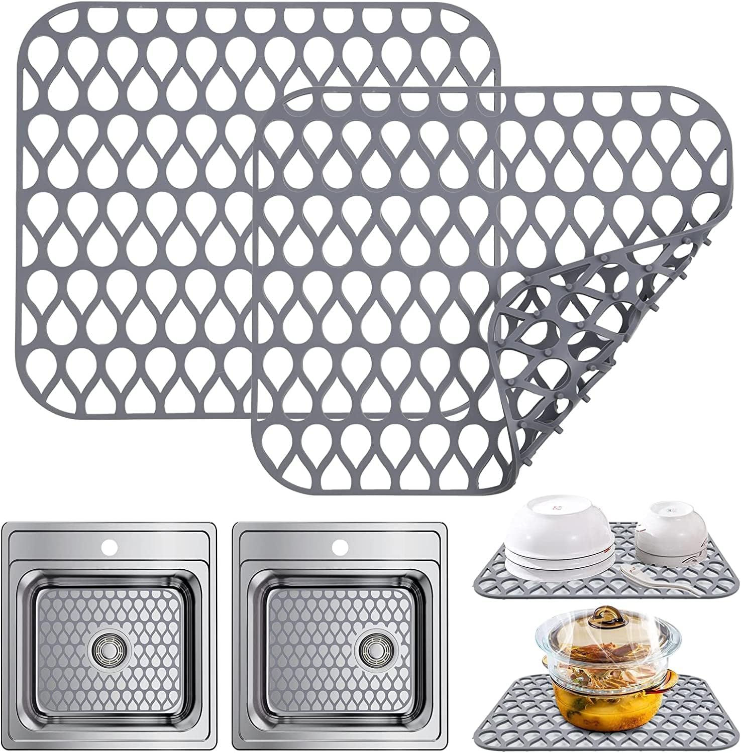 AUAUY Silicone Kitchen Sink Mat, 1 PCS Folding Heat Resistant Nonslip