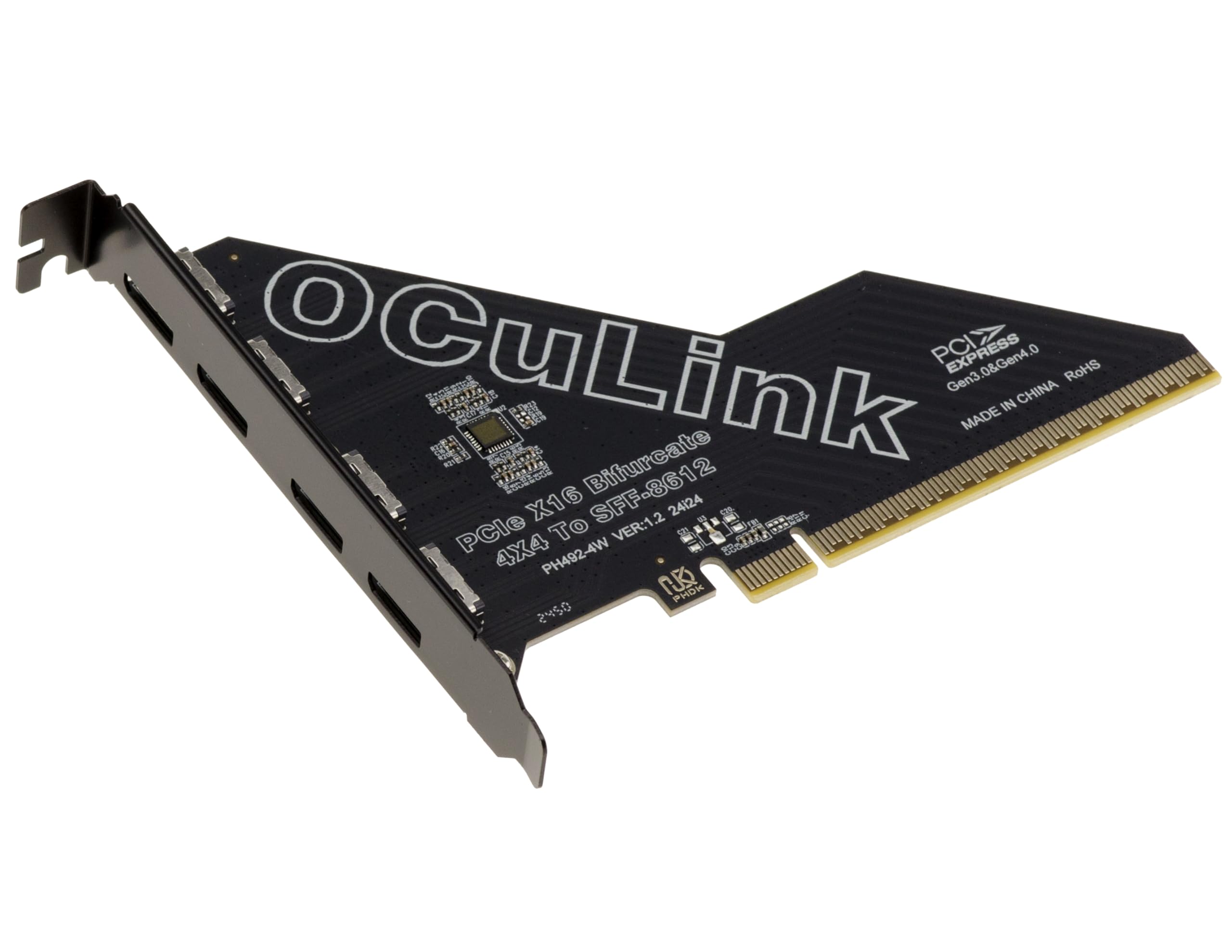 KALEA-INFORMATIQUE Oculink SFF-8612 SFF-8611 PCIe Gen 4.0 x16 to 4 Port Motherboard Controller Card with Bifurcation Mode