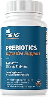 Dr. Tobias Prebiotics, Supports Digestion & Gut Health, Feed Good Probiotic Bacteria, Boost Gut Immune Function, Vegan & Non-GMO Gut Health Supplements for Men and Women, 30 Capsules, 30 Servings