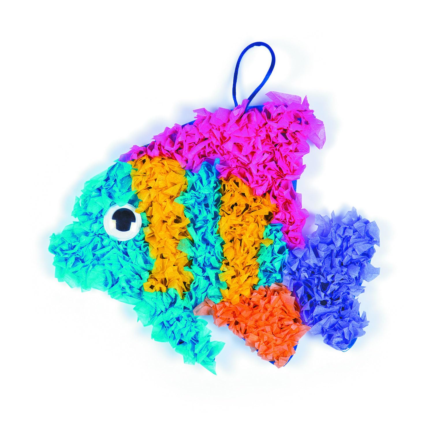 Fun Express Crinkle Tissue Tropical Fish Craft Kit - Makes 12 - VBS Vacation Bible School Supplies/Decor - Crafts for Kids and Fun Home Activities