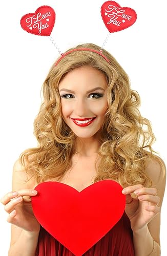 Miniatura 3 de Bememo 4 diademas de corazón para el día de San Valentín diadema roja con purpurina en forma de amor diadema de corazón para accesorios de fiesta de