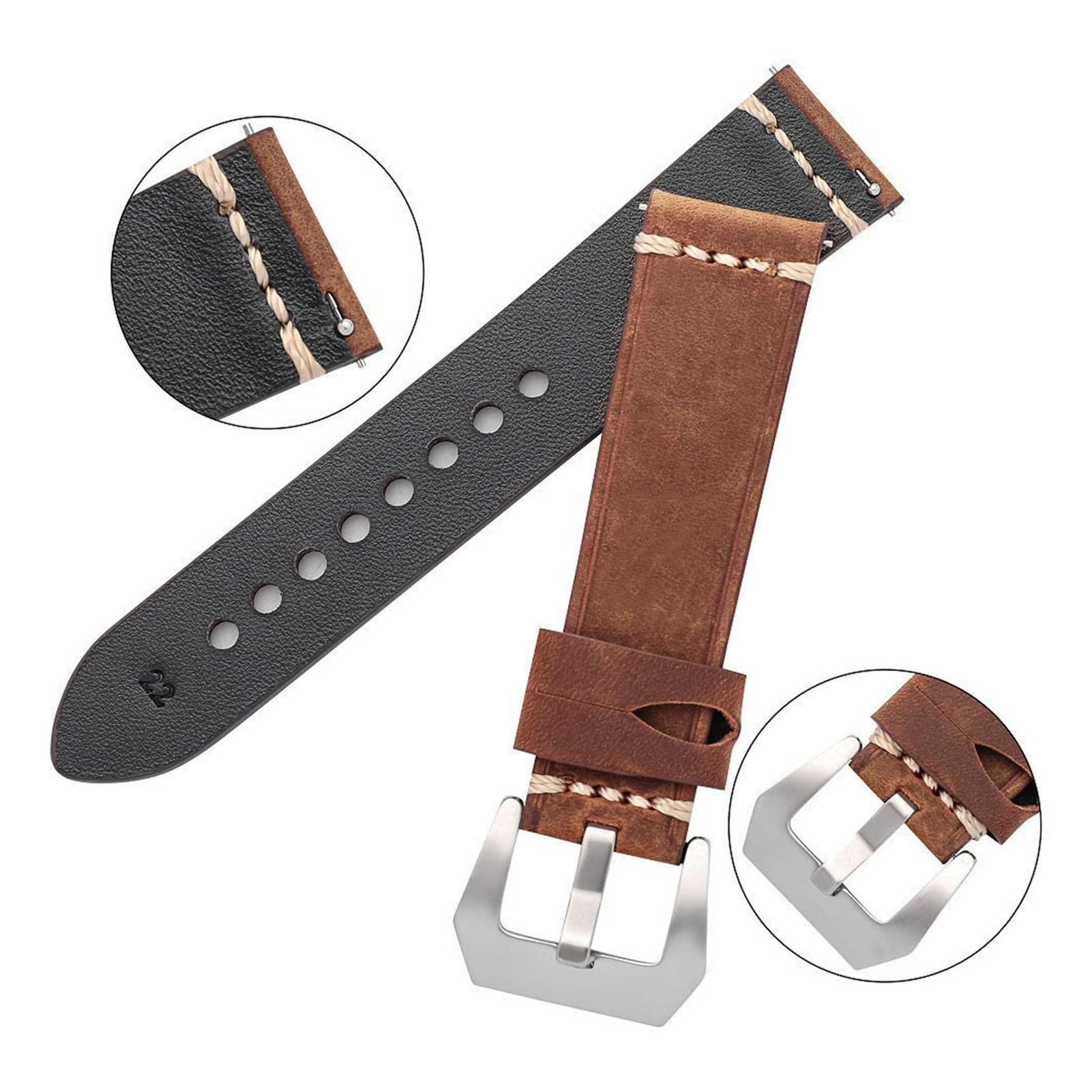 Herren-Uhrenarmband aus Leder, 22 mm, 24 mm, Vintage-Rindsleder-Uhrenarmband, Uhrenzubehör, langlebig