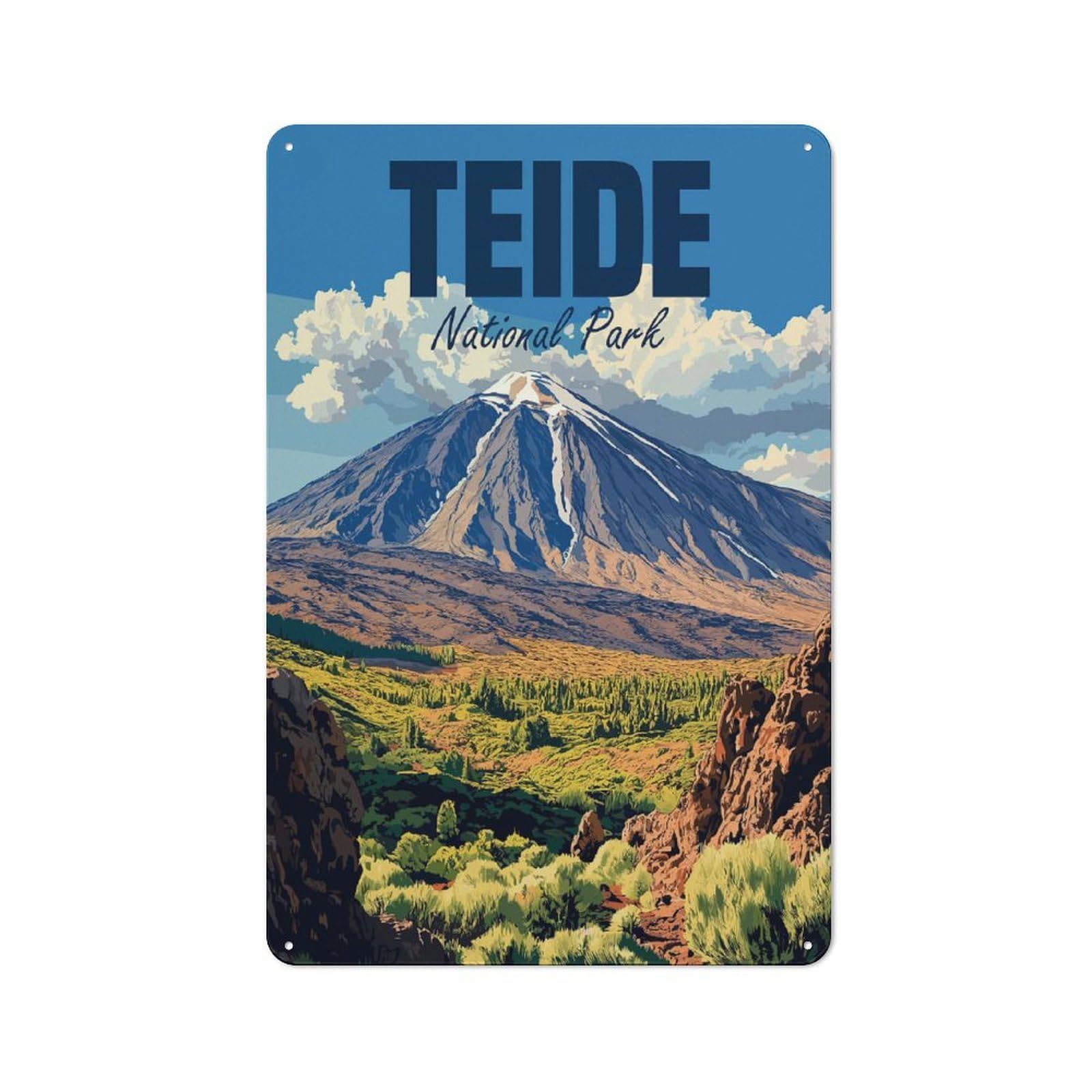 Junmoney Style Teide National Park Vintage Metal Plaque 30X20cm For Living Room Wall, Suited To Living Room Decor Lovers