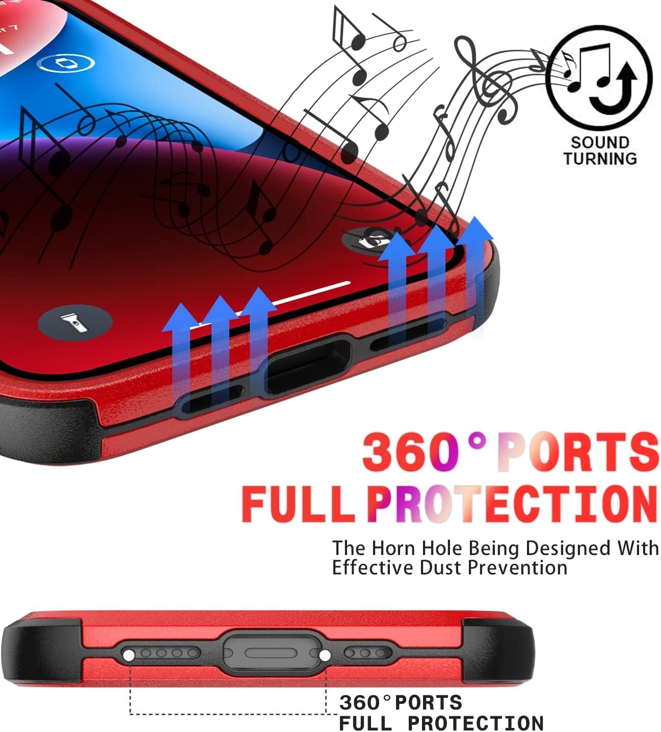 Diverbox for iPhone 14 Case [Shockproof] [Dropproof] [Tempered Glass Screen + Camera Lens Protector],Heavy Duty Protection Phone Case Cover for Apple iPhone 14 (Red-3in1) - Image 7