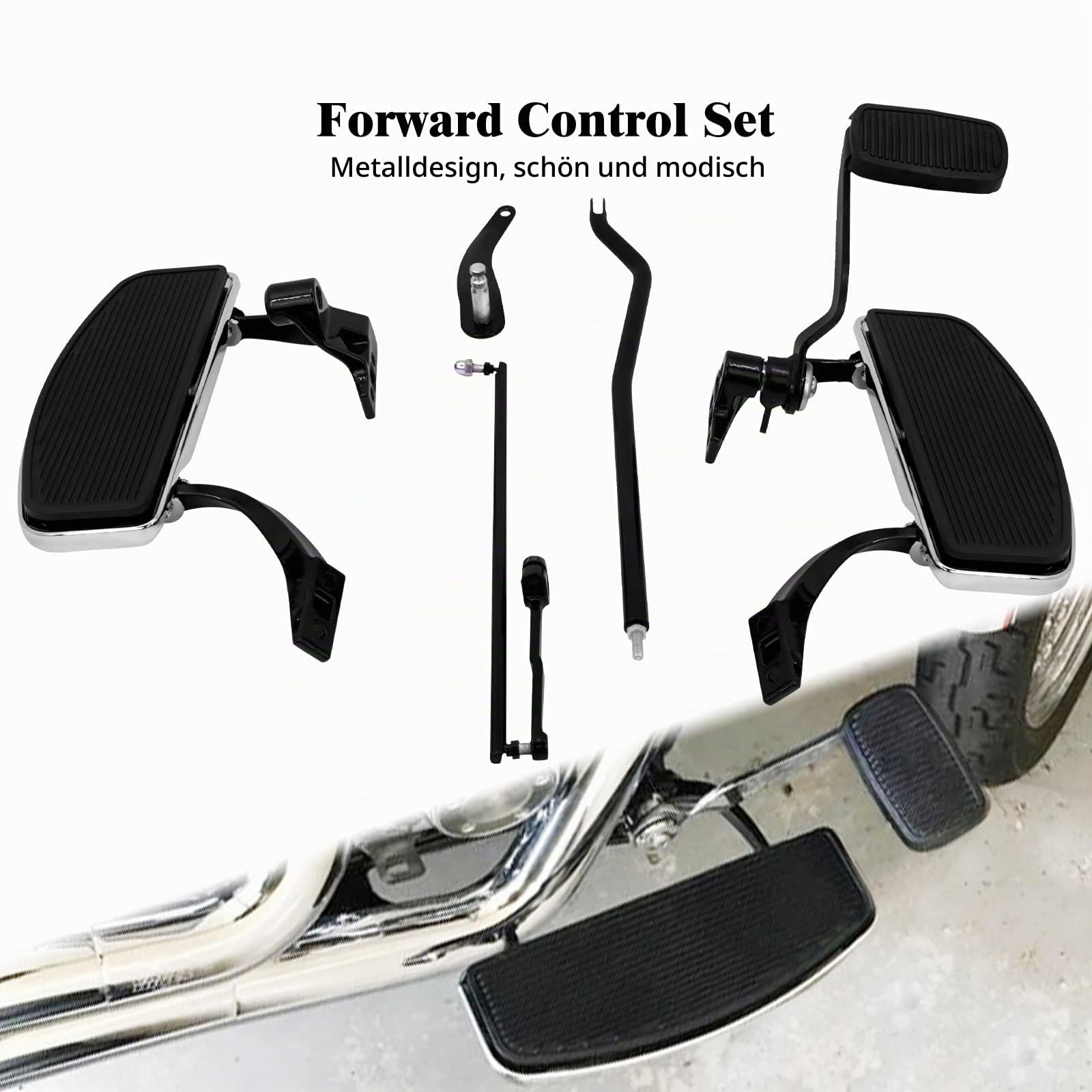 Motorrad Forward Controls Floorboard Pegs Hebelgestänge Kit Set Fit für Harley Dyna Street Bob Super Glide Custom Low Rider FXD FXDB FXDC 2006-17