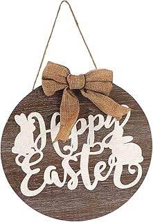 ULTECHNOVO Easter House Number Front Door Signs Wooden Door Sign Easter Festival Plaque Easter Door Sign Wooden Door Signs Decorative Signs Pendant Door Number Door Hanging Black Front Door