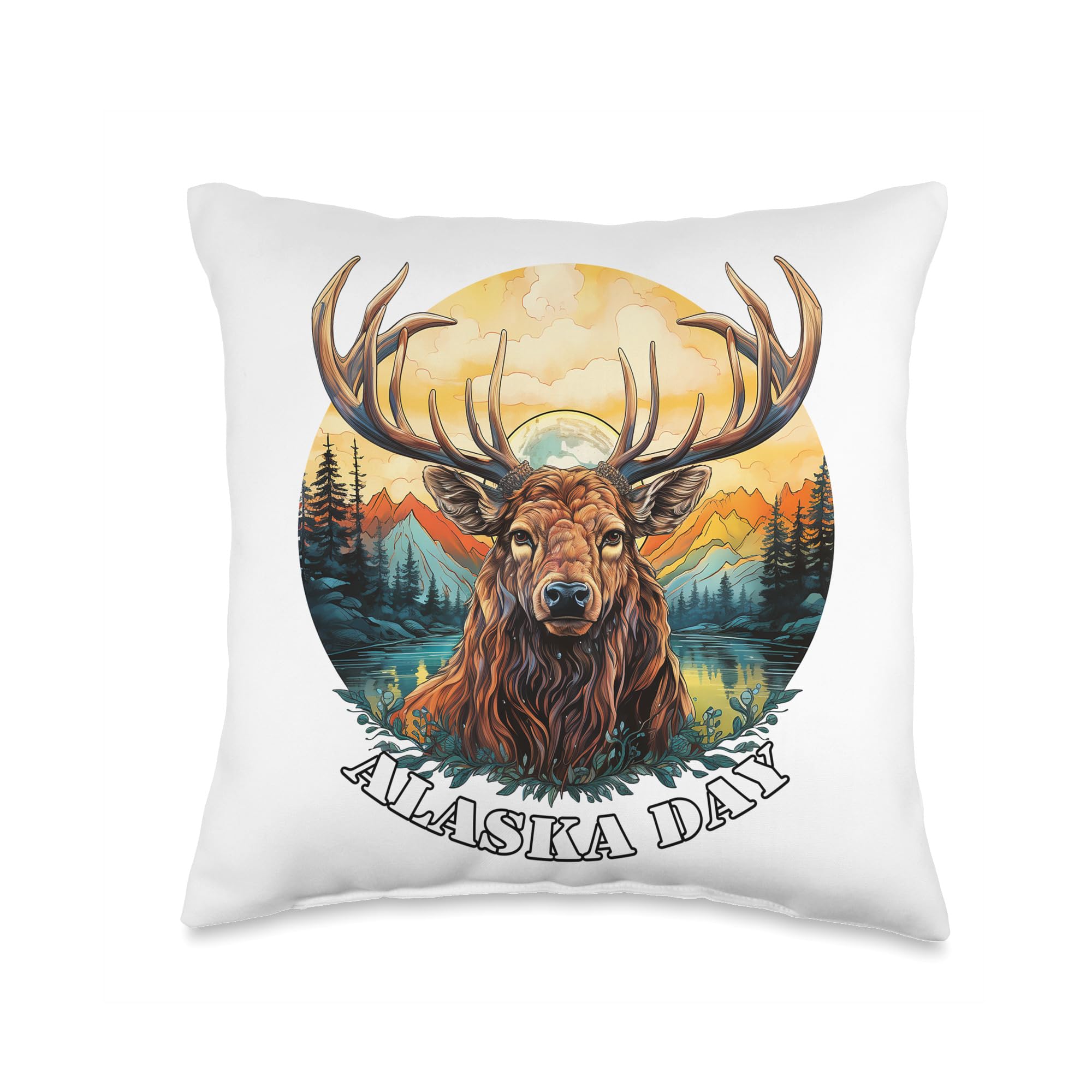 WanProDay-Capturing Alaska's Essence Throw Pillow, 16x16, Multicolor
