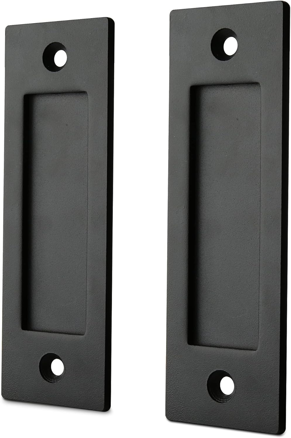 HASWARE 6" Finger Flush Pull Handle Set, Brushed Metal Sliding Barn Door Handle, Rectangular Plate, for Closet Pocket Door or Cabinet