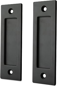 HASWARE 6" Finger Flush Pull Handle Set, Brushed Metal Sliding Barn Door Handle, Rectangular Plate, for Closet Pocket Door or Cabinet