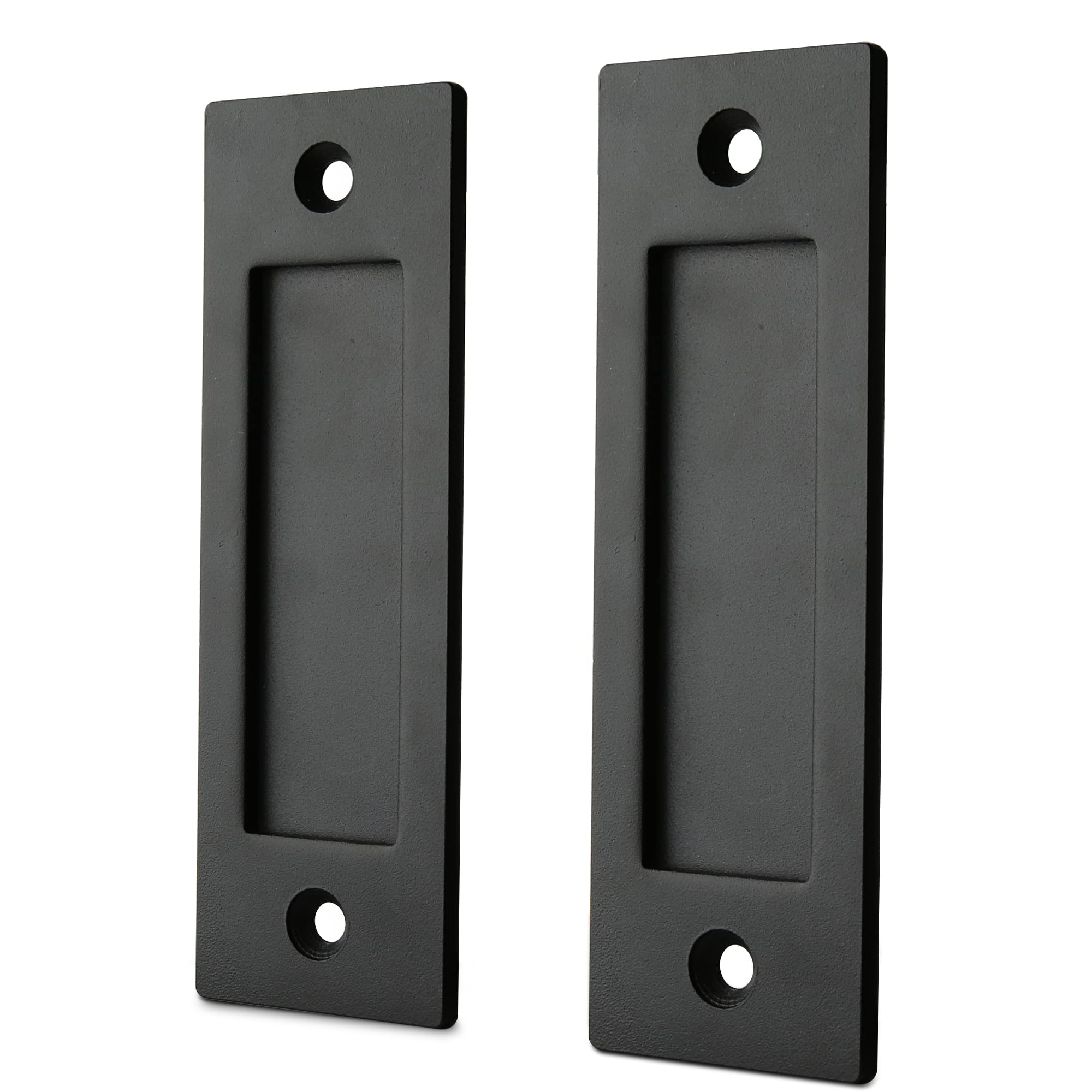 Poignée de porte de grange coulissante en métal brossé 15,2 cm avec plaque rectangulaire