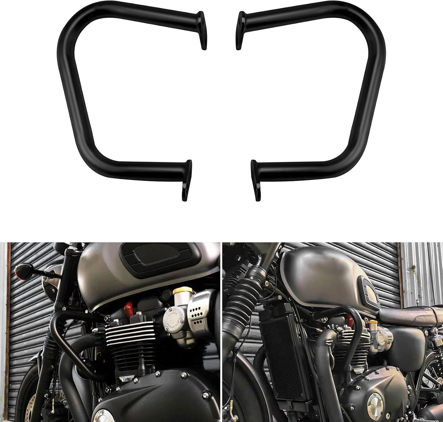 Green-L Motorcycle Engine Guard Crash Bar Fit for Triumph Bonneville Bobber 2017-2020 (Black)