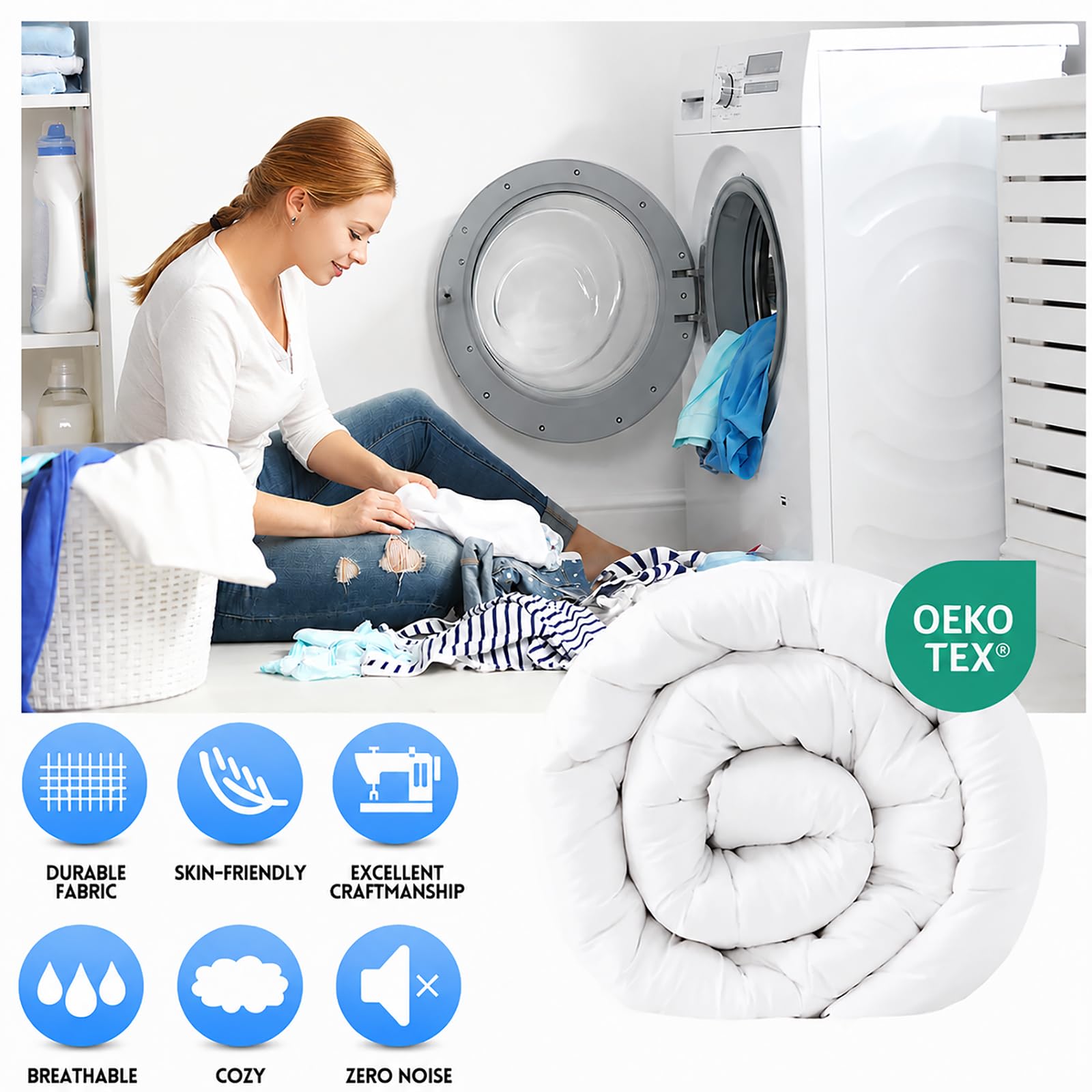 Best Queen Duvet Inserts for Better Sleep in 2026 2 EASELAND Queen Size Down Alternative Comforter, White, 88x88 Inches — product photo
