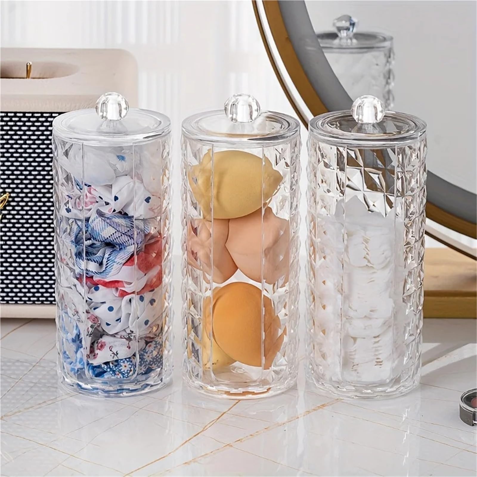 Haargummi Organizer Runder Aufbewahrungshalter aus klarem Acryl for Haargummis und Kosmetikdisplays(2pcs)
