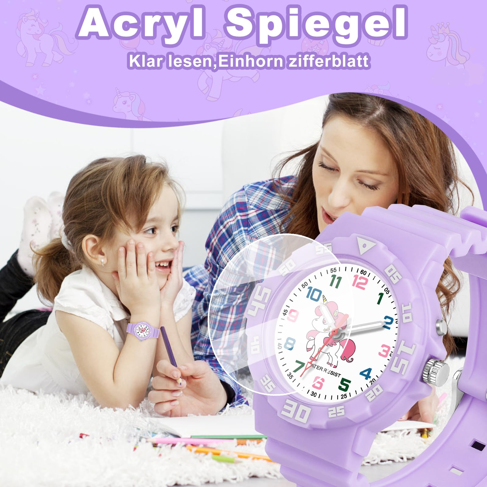 TENOCK Orologio Analogico Per Bambini Per Ragazzi E Ragazze Orologio Per Bambini Con Luce Notturna 30 M Impermeabile Per 4-12 Anni Per Insegnamento Del Tempo O Regali Per Bambini
