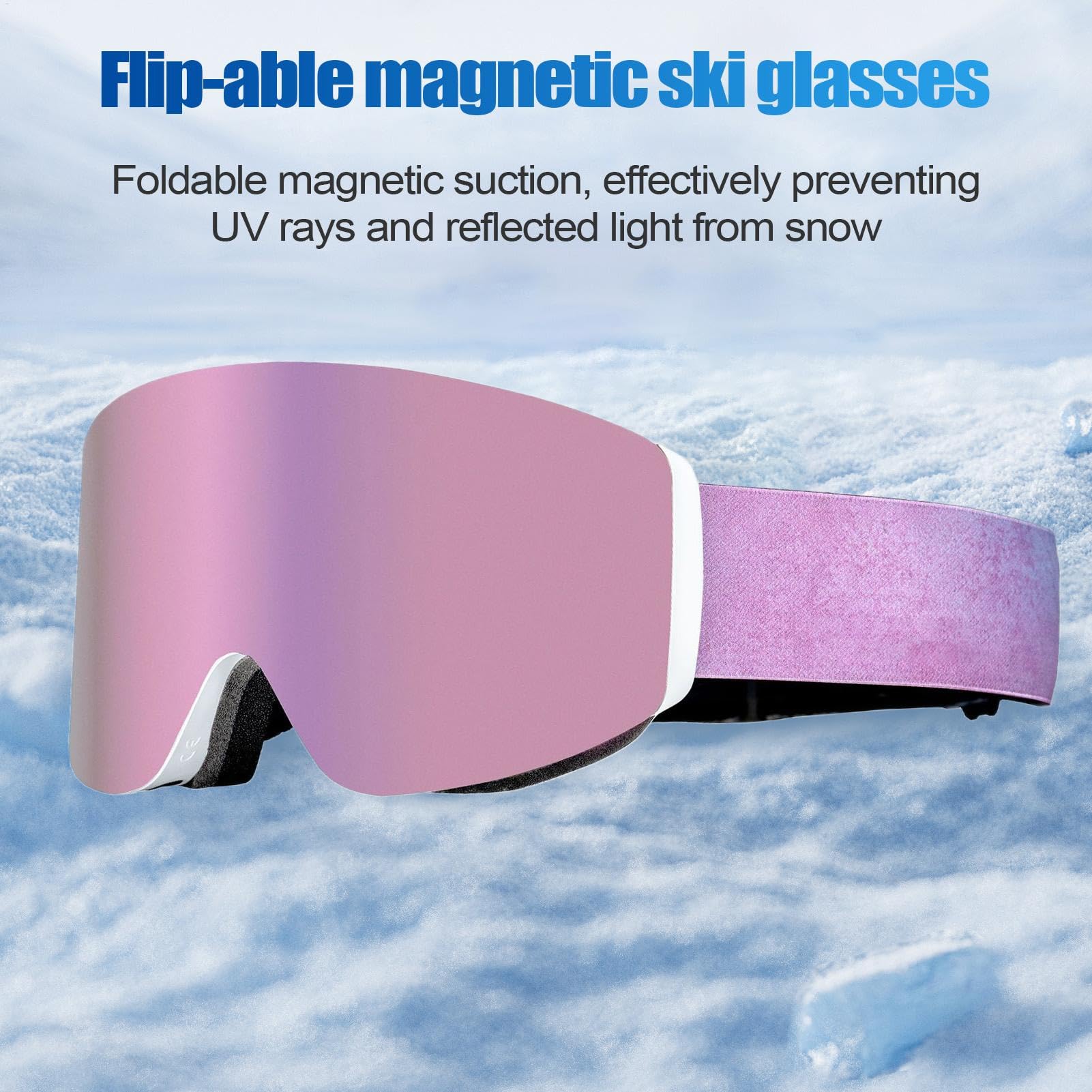 Generisch Skibrille Damen – Snowboard Brille für Brillenträger, Magnetische | Skibrille | Schützendes Skizubehör, Snowboardbrille, Antibeschlag, UV400-Schutz für Skifahren, Schneemobilfahren, Bergsteigen