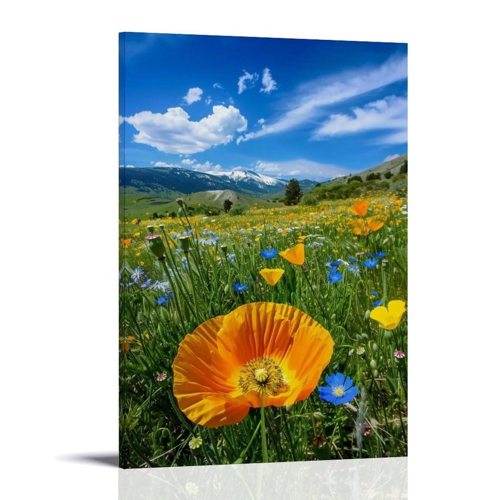 WHOUHJYE Golden Poppy Meadow 03 Poster Wall Art Canvas Vintage Aesthetic Painting Decor for Rooms 20x30inch Frame-style