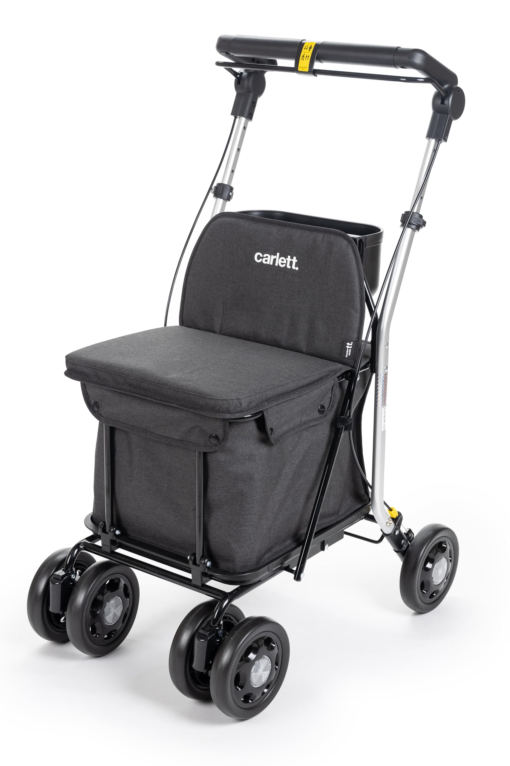 Carlett - Shopping Trolley Rollator with Seat, Collapsible Shopping Trolley with 4 Wheels and Removable Shopping Bag 36L/15kg, Lett800 Comfort Pro, Grey