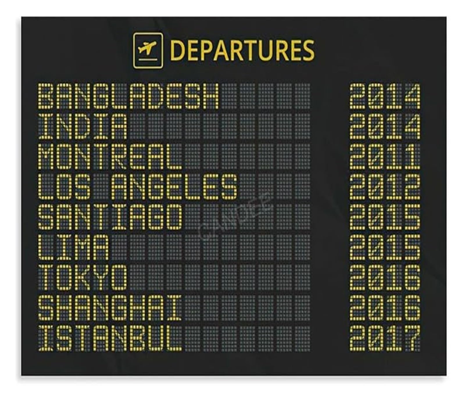 KCDFDVJFBM Vintage Flight Information Board Poster Canvas Wall-Art for Living Room Bedroom Hallway(Framed,16x24inch(40x60cm))
