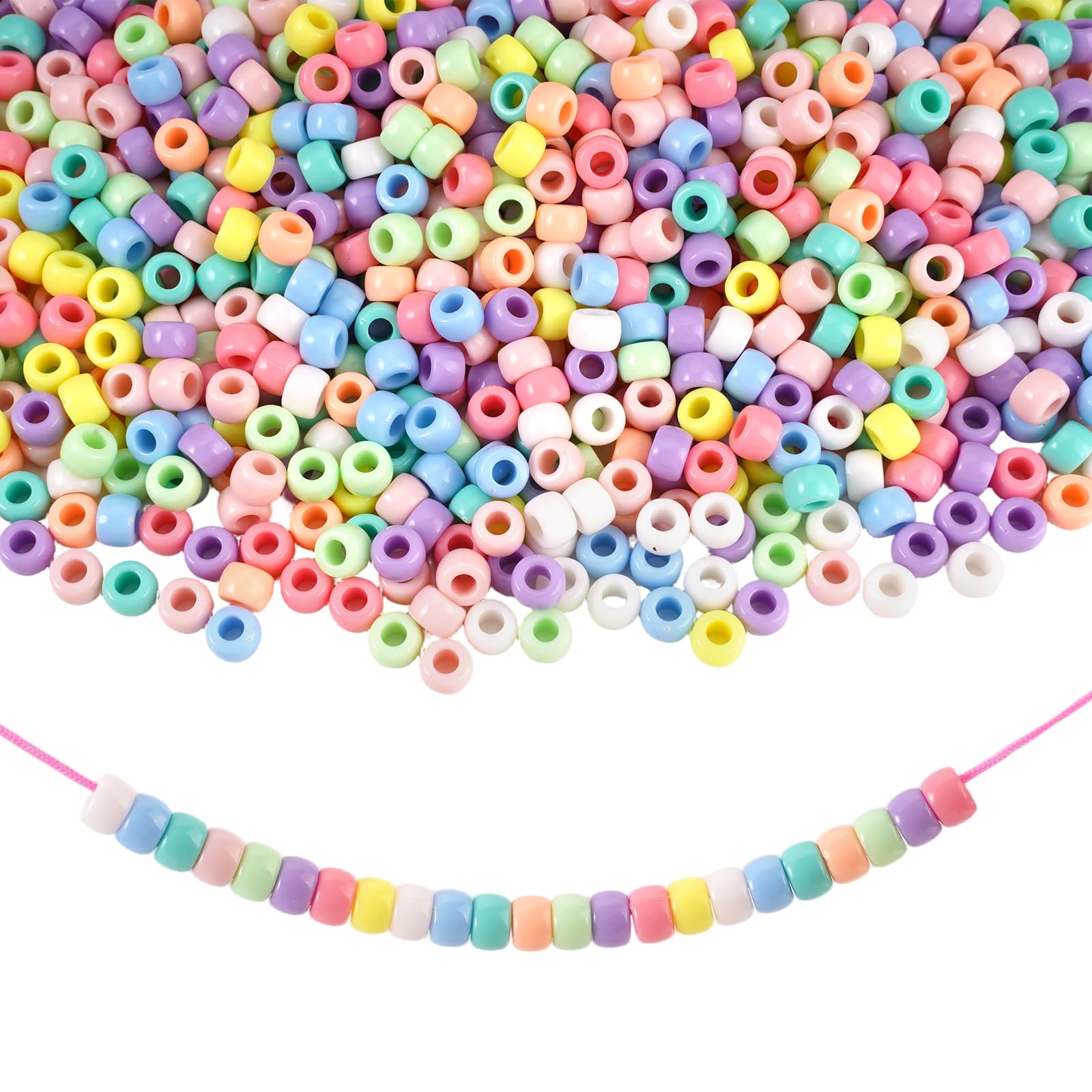 2052 Pieces 8mm Colors Mixing Color Plastic Craft Beads, Colorful Pony Beads Bulk, Beads for Hair Braids, Colorful Pony Beads, Pony Beads, for Necklaces, Hatcheries, Bracelets