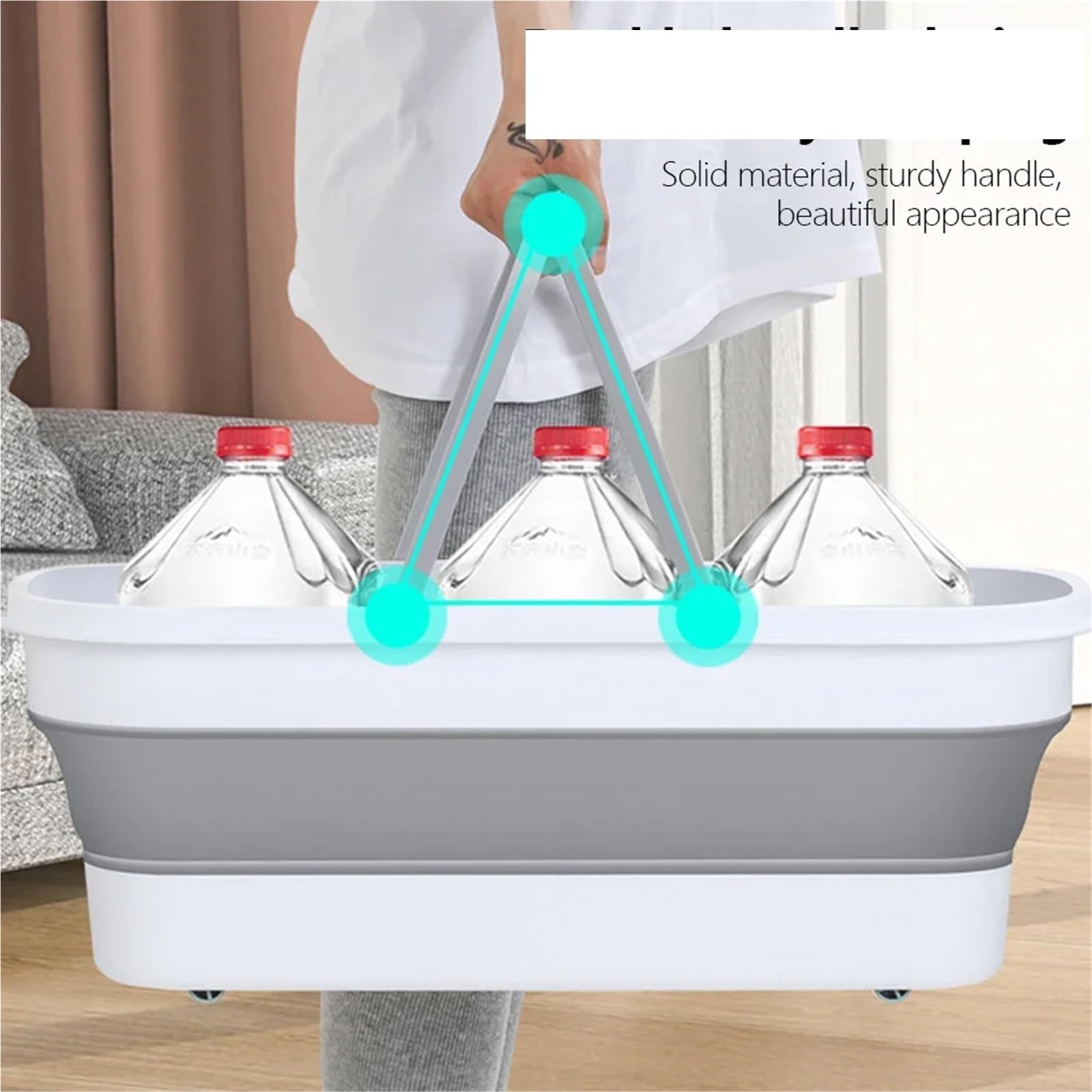 2 pièces Seau Pliant de vadrouille portatif avec Roue Bassin d'eau Pliable Panier à Linge Article ménager for Laver Le pêche pour Les Voyages La Randonnée