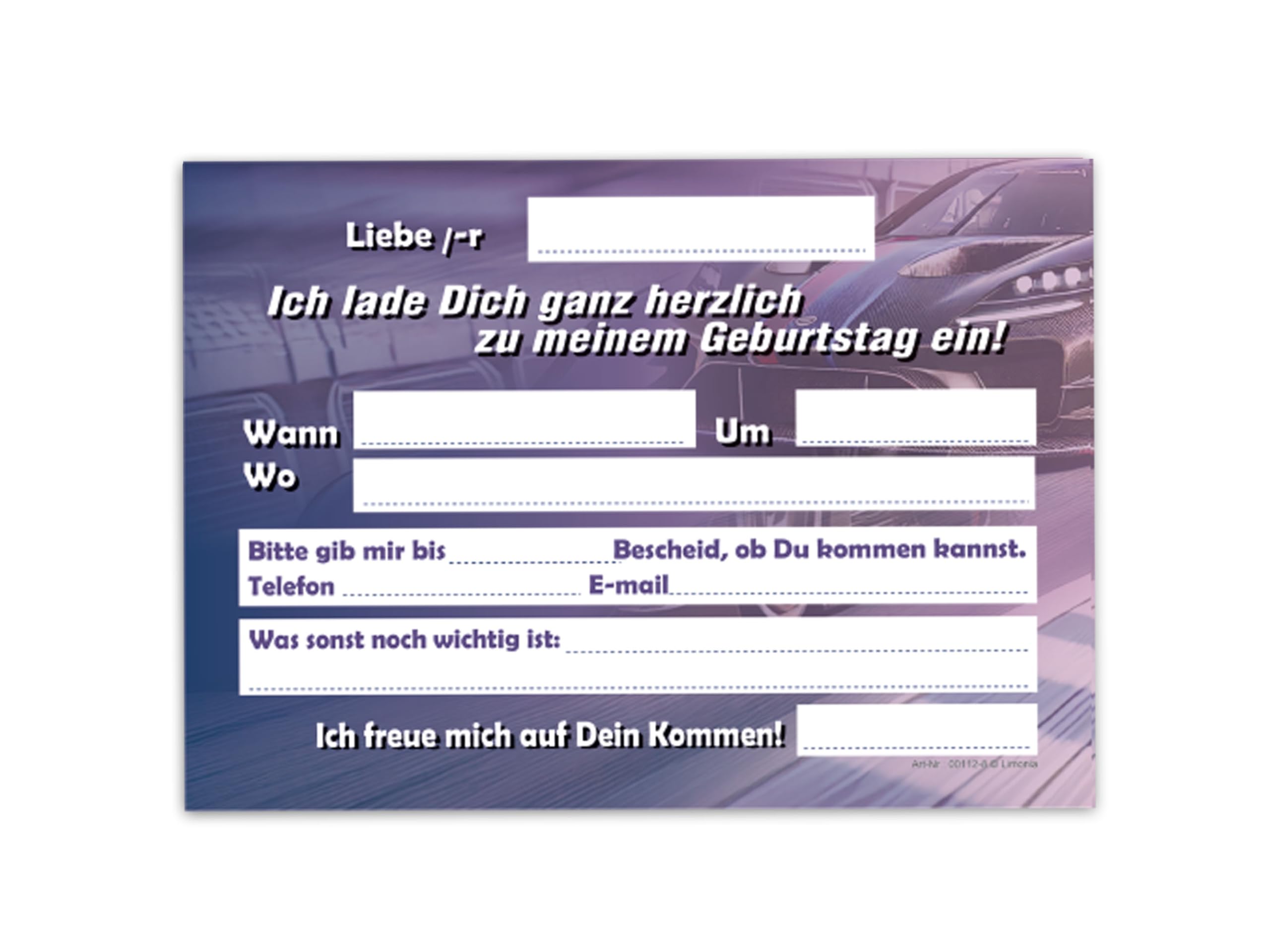 12 Einladungskarten zum 8 .Geburtstag Party Kindergeburtstag Mitgebsel inkl. 12 Umschläge, 12 Tüten, 12 Aufkleber, 12 Lesezeichen, 12 Blöcke, 12 Stadt-Land-Fluss, 12 Tic Tac Toe Rennwagen Racer