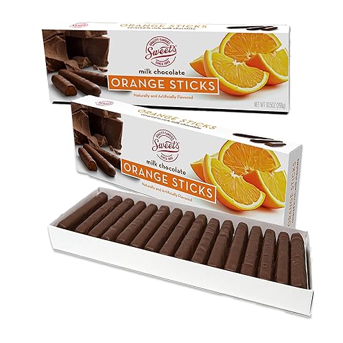 Sweets Candy - Palitos de chocolate con leche y naranja, paquete de 2 unidades, caramelo de naranja y chocolate, caja de chocolate, fruta cubierta