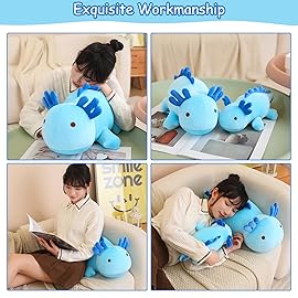 SQEQE Weighted Axolotl Plush Toy, Blue Axolotl Stuffed Animals Cute Plush Pillow, Kawaii Weighted Stuffed Animals Gifts for Girls & Boys Blue 9.8 Inch, 0.8 Lbs