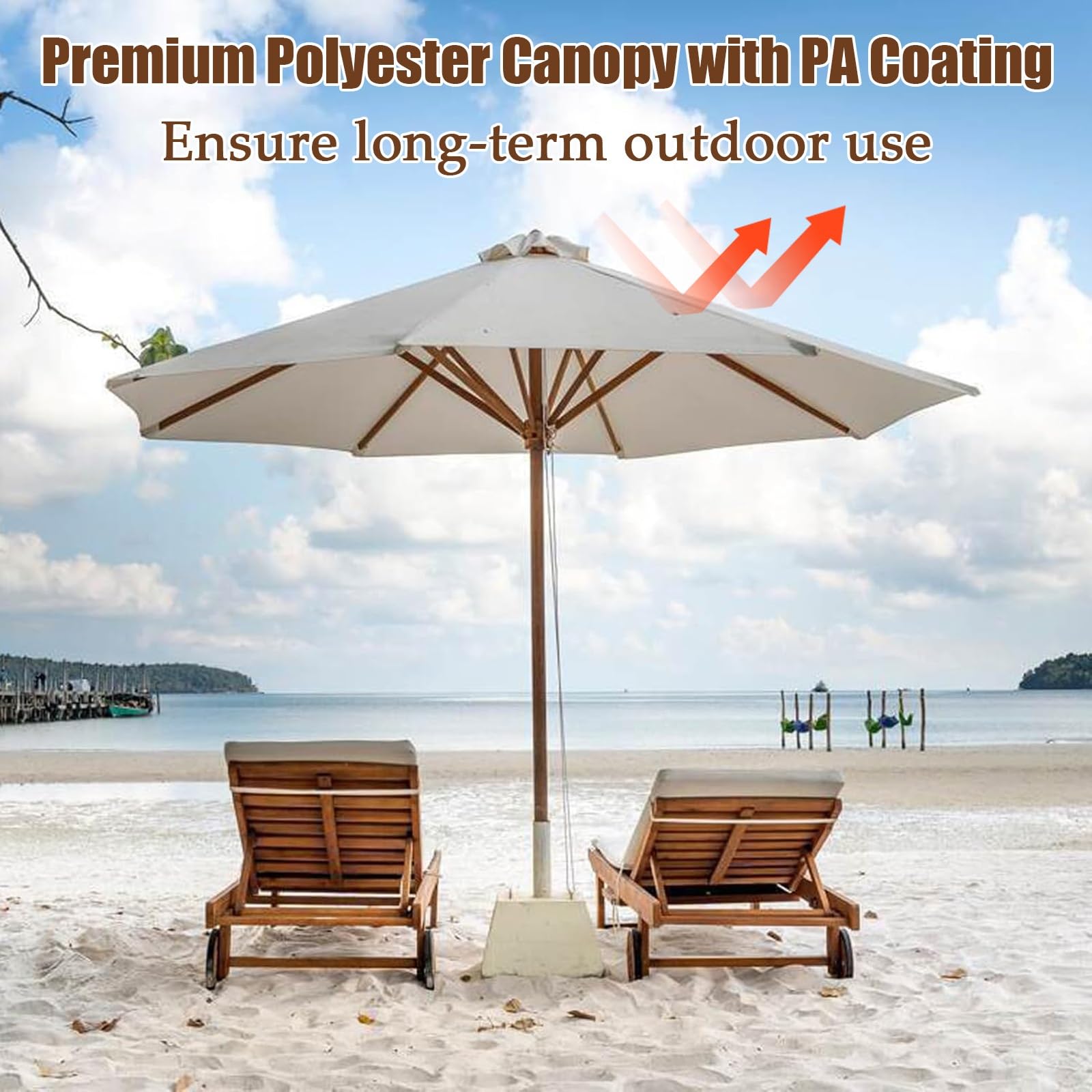 ESOYAWE Toile Parasol 6/8 Baleines Auvent De Rechange pour Parasol De Jardin Rond 4m/3.5m/3m/2.7m/2.5m/2m, Rechange Housse Dessus De Parapluie pour Parasol Déporté, Tissu De Polyester(Taupe,8ribs/3m)