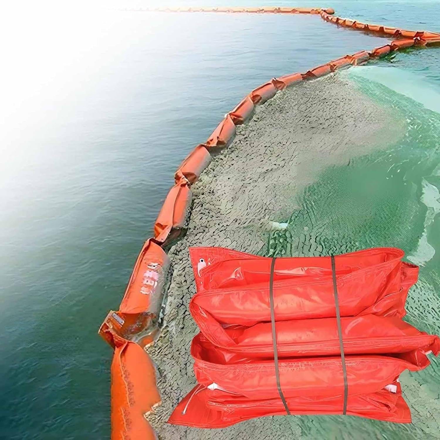 Barrage flottant et gonflable en PVC de 10m pour prévention pollution et inondation
