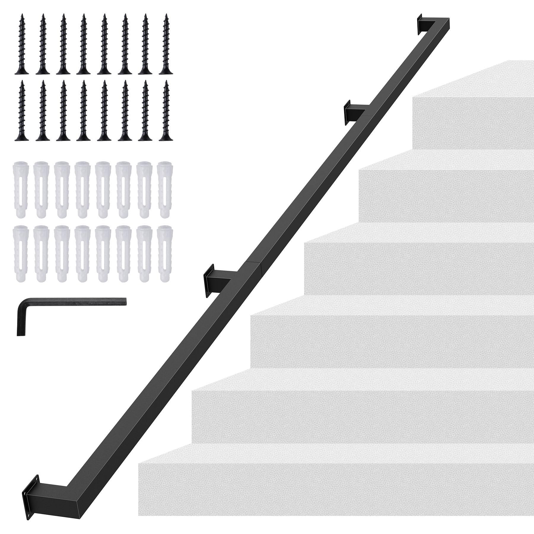 Main courante noire pour escalier et rampe de garde-corps 330cm