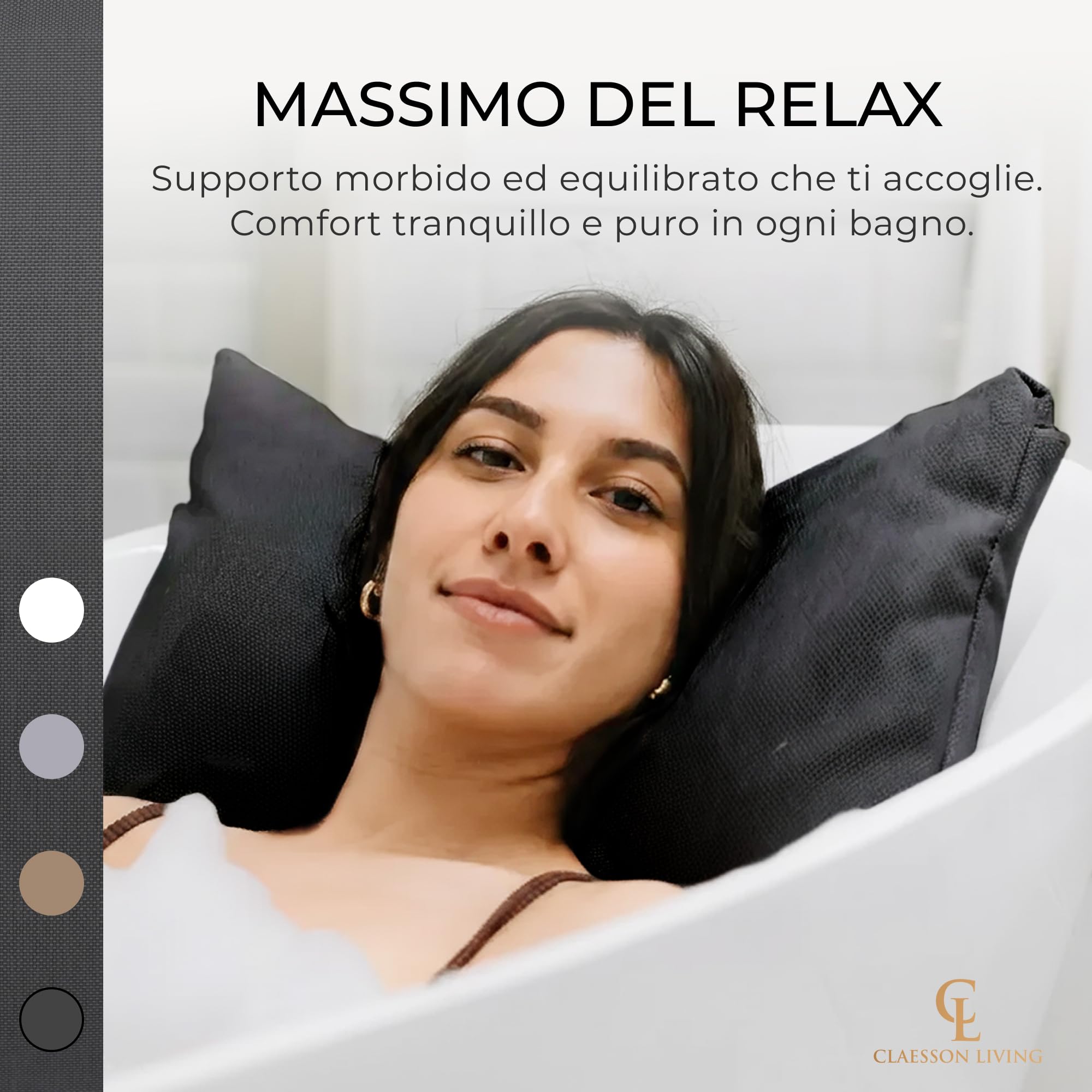 Cuscino vasca da bagno - Spesso e comodo, per supporto testa, collo e schiena - Materassino vasca da bagno lavabile e a rapida asciugatura, perfetto per bagno rilassante in casa - Grigio scuro