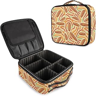 Travel Makeup Bag for Women, Geometric Mustar...