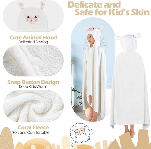 Miniatura 9 de Toalla de baño de bambú con capucha de 3 piezas para niños de 27.5 x 50 pulgadas, toalla de baño absorbente para niños de 3 a 10 años (blanco, gris