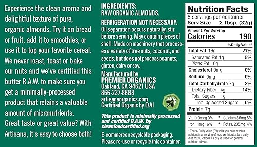 Miniatura 2 de Artisana Organics - Mantequilla cruda de almendras sin OMG