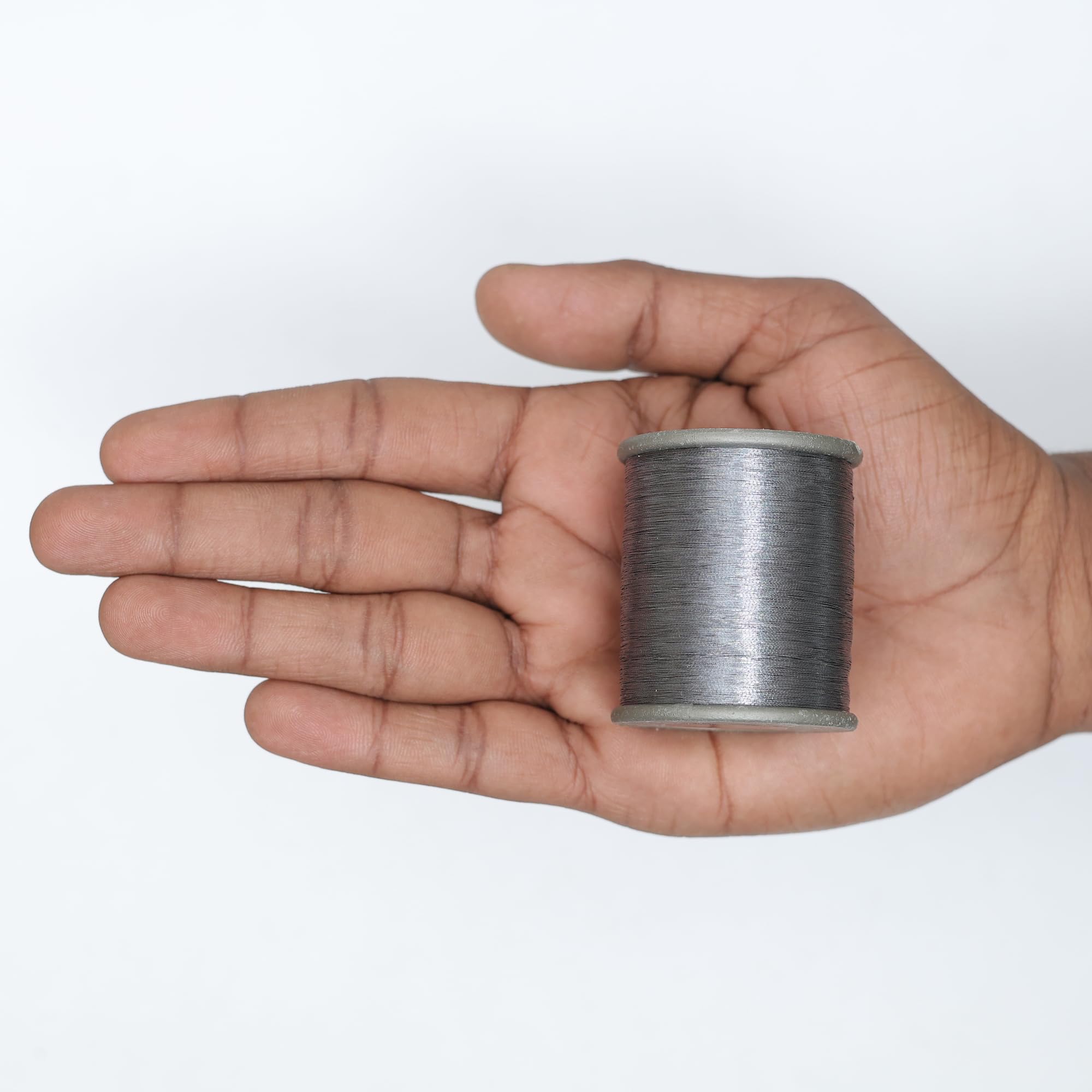 Embroiderymaterial Metallic Zari Thread for Embroidery, Sewing and Jewelry Making, Grey Color, 0.1MM(Pack of 2 Roll) 3
