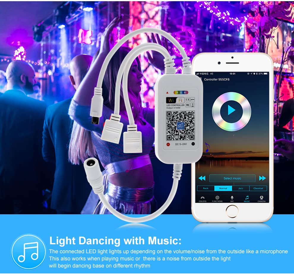 HTN - Controller Wifi Intelligente Per Controller Musicale A Strisce Led Rgb Per Ir Rf Remote - Foto 4