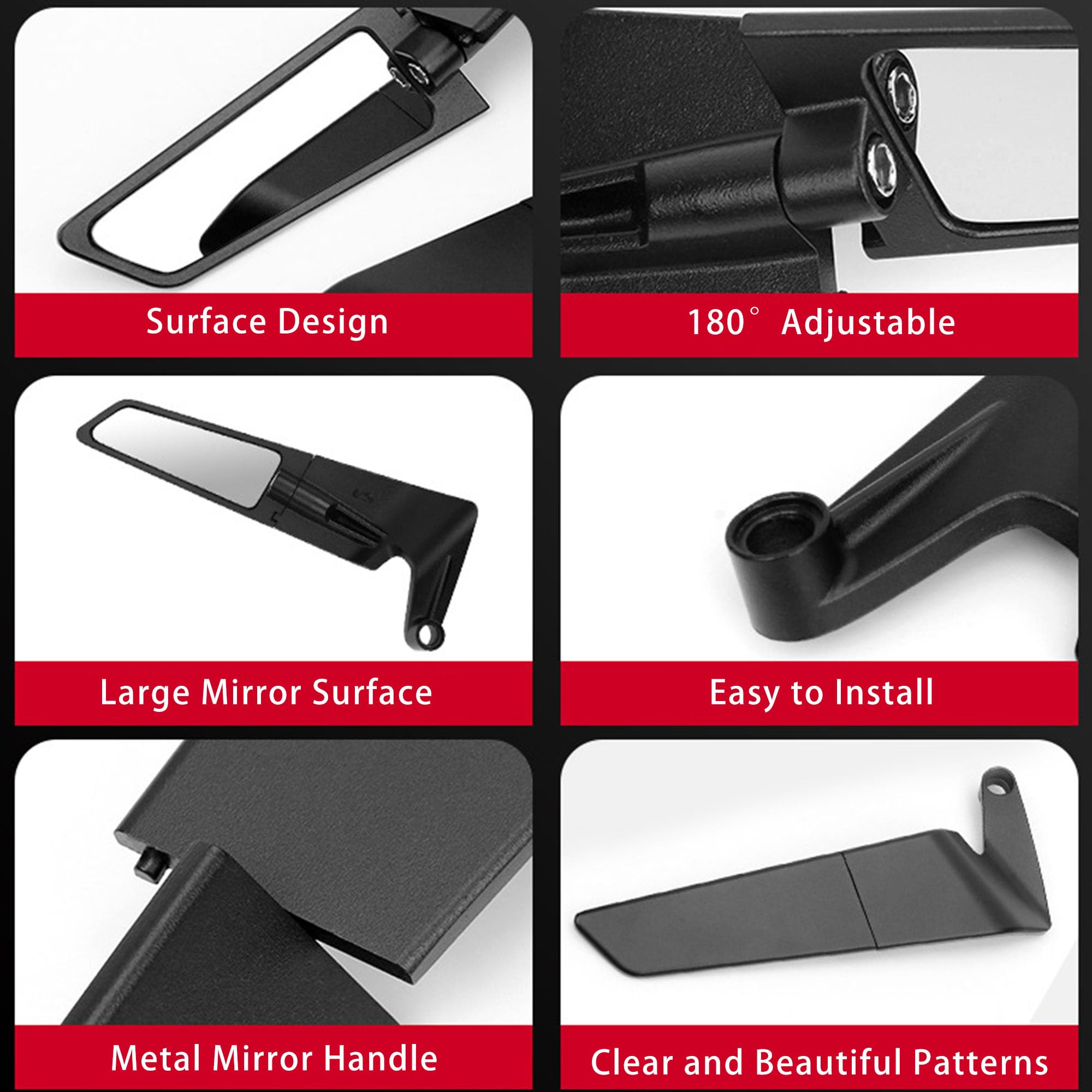 Specchietti Moto, Rear Wing Bar End Specchietto Moto Manubrio, 180° Rotativo Retrovisore Modificato Motos, Specchi Retrovisori Per Biciclette Elettriche, Specchio Chiaro, Accessori Motociclette