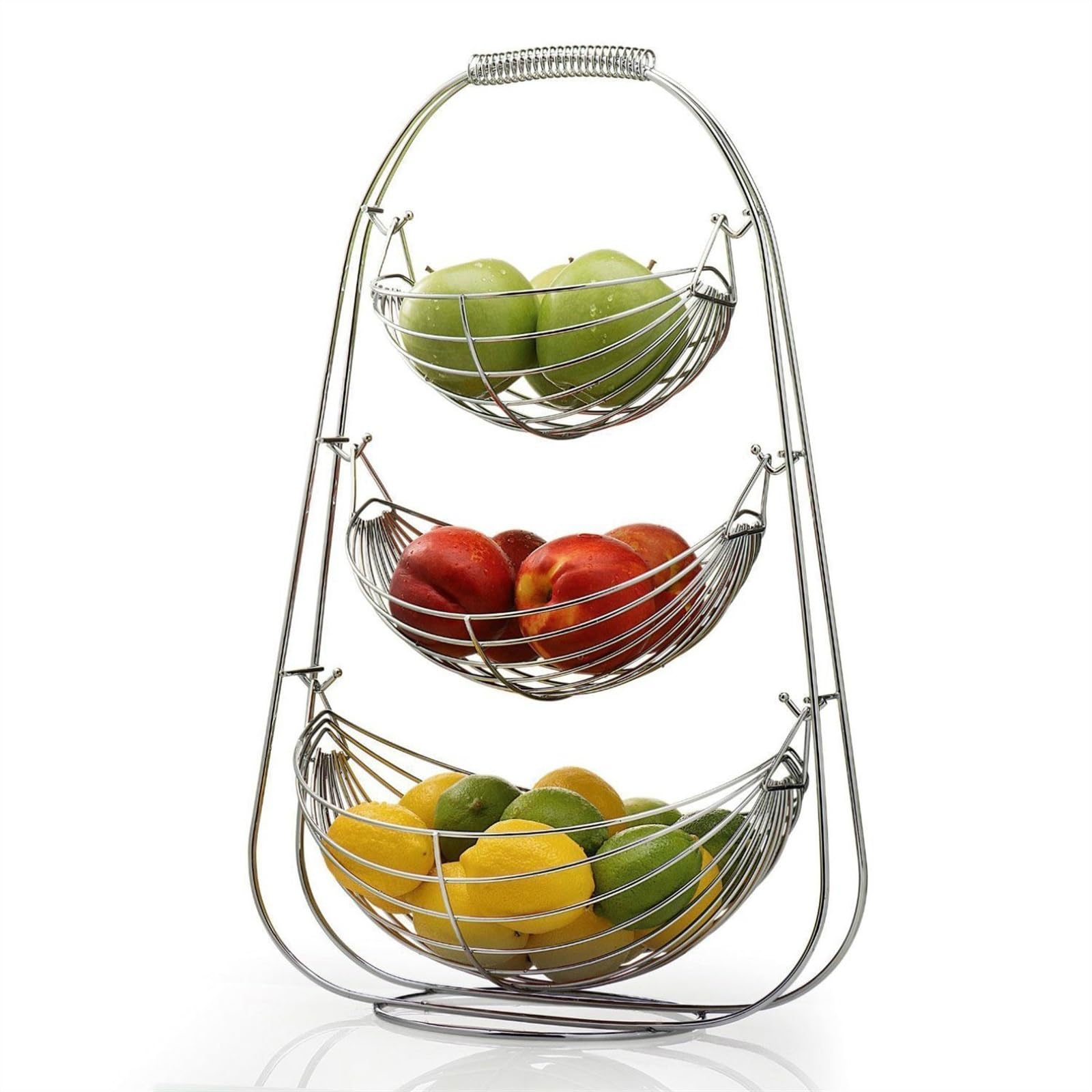 Fzl02068lm One Color Fruit Bowl 3-Tier Metal Fruit Basket Bowl, Vegetable Storage For Kitchen Counter, Detachable Organizer For Bread Snack Produce Versatile