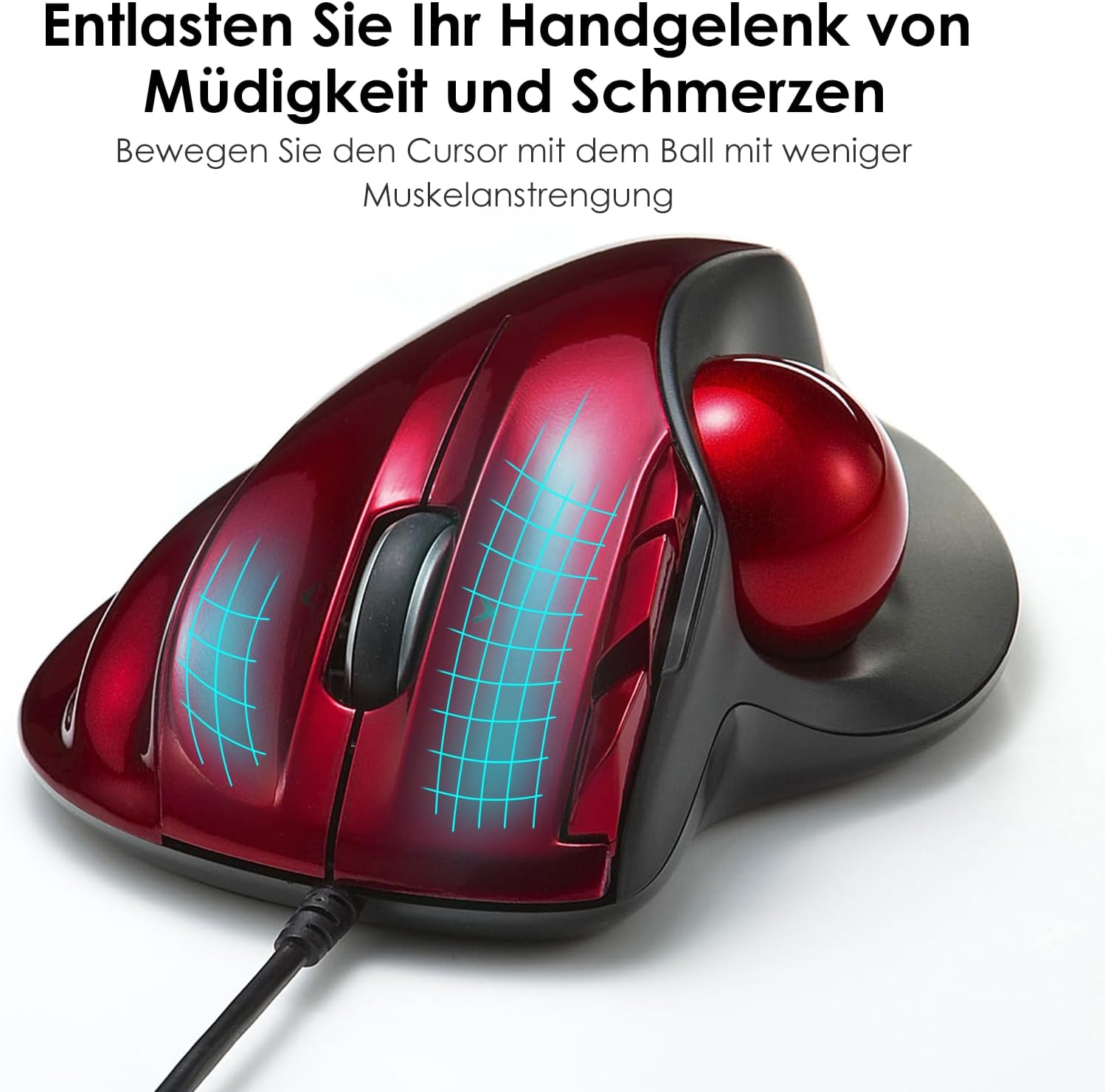 SANWA TB44RN Wired Trackball + Bluetooth Numeric Keypad, Tilt Scroll Programmable Roller Mice, 400-1600 DPI, Portable Financial Accounting Numpad, Compatible with Mac, Windows, Laptop, PC, Red