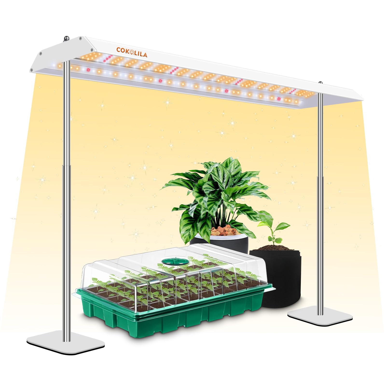 COKOLILA Support de Lampe de Croissance, lampe LED avancée pour plantes avec minuterie 4/8/12H et hauteur réglable - Idéale pour les plantes d'intérieur en phase de germination, de végétation